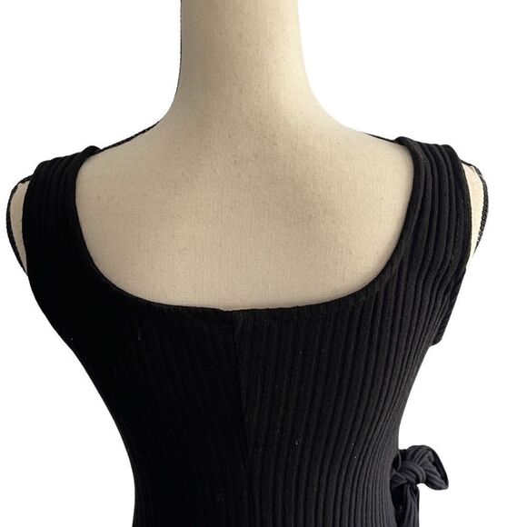 All in Favor Black Rib Knit Apron Wrap Maxi Dress Size: XL Color: Black - Picture 6 of 11